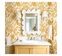 Grand pochoir mural réutilisable pour peinture, motif botanique avec tulipes, feuilles, fleurs vintage pour rénovation de meubles, murs, sol, tissu, décoration d'intérieur (L 60 cm x 87 cm)