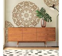 Grand pochoir rond exotique mandala 60 cm pour murs à peindre, décorer, réutilisable, grand modèle de peinture sur le mur de meubles, modèle portable pour maçonnerie, plâtre, mastic