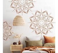 Grand pochoir rond exotique mandala pour murs à peindre - Modèles réutilisables - Décoration de peinture - Grand sol sur le mur - Machine à laver et réfrigérateurs - 50 cm