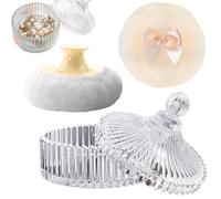 Grand Pompon De Poudre Corporelle Avec Pot De Rangement - Étui En Verre Avec Applicateur | Boîte Pour Shaker À Poudre Incl. Gland | Pour La Beauté Du Visage, Fixation Du De Teint, Maquillage, V