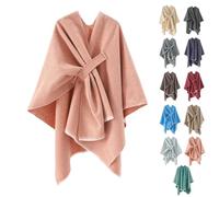 Grand poncho châle pour femme - Cardigan doux et chaud ouvert sur le devant pour l'automne et l'hiver, couverture tricotée légère pour voyage et printemps, automne, hiver par temps froid, rose, Taille