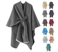 Grand poncho châle pour femme - Cardigan doux et chaud ouvert sur le devant pour l'automne et l'hiver, couverture tricotée légère pour voyage et printemps, automne, hiver par temps froid, Noir