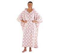 Grand poncho Inspirations pour femme, à capuche, luxueux, à pois - rose - Taille Unique