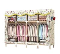 Grand portant à vêtements portable en bois avec couverture, organiseur de rangement élégant à suspendre pour chambre à coucher, armoire, placard avec étagères et tringles