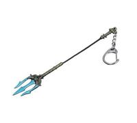 Grand porte-clés, bijou de sac imitation trident mythologie dieu en acier.