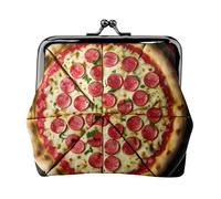 Grand porte-monnaie élégant et unique imprimé pizza avec serrure à baiser étanche pour pièces de monnaie