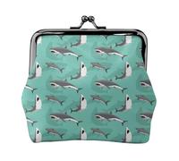 Grand porte-monnaie requin blanc, porte-monnaie de change de baiser, petit porte-monnaie en cuir synthétique pour femme