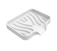 Grand porte-savon en silicone antidérapant 12 x 10 cm (blanc) | Évacuation optimisée, garde au sec, empêche la boue, pour les gros morceaux de savon, douches et baignoires
