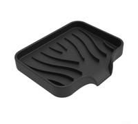 Grand porte-savon en silicone antidérapant 12 x 10 cm (noir) | Évacuation optimisée, garde au sec, empêche la boue, pour les gros morceaux de savon, douches et baignoires