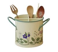 Grand porte-ustensiles de cuisine vintage peint à la main en métal pour comptoir, organiseur de pot à ustensiles avec séparateur amovible (petit)