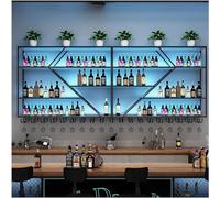 Grand Porte-vins Mural avec Porte-Verres à vin, étagères flottantes métalliques avec lumière LED, Rangement Multifonction pour Bar et Organisation de Cuisine (Taille : 240x120x20cm/94,5x47,2