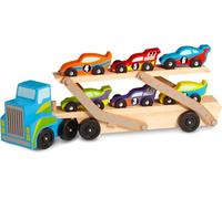 Grand porte-voitures de course méga en bois Melissa & Doug avec 6 voitures de...