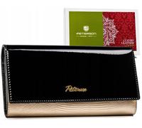 Grand portefeuille en cuir pour femme avec fermoir et fermeture à pression