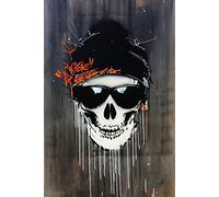 Grand poster moderne pour décoration murale - Graffiti Art - Tête de mort - Impression sur toile - Pour salon, chambre à coucher, cuisine - Sans cadre