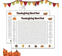 Grand Poster Murale de Recherche de Mots de Noël, d'Action de Grâce et de Fête, Puzzle Géant 32''x20'' avec Mots à Trouver, Activité Interactive & Ludique pour Fêtes