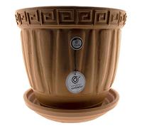 Grand pot de fleurs en céramique pour extérieur, sol terre cuite Modèle J37, soucoupe incluse, 32 x 32 x 30 cm
