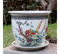 Grand Pot de Fleurs en céramique pour Plantes d'intérieur et d'extérieur Style Moderne du Milieu du siècle avec Trou de Drainage et soucoupes Style Chinois,11.4
