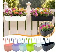 Grand pot de fleurs en métal coloré avec crochet intégré, pot de plantation décoratif pour les passionnés de jardinage, seau à plantes vintage pour balcon, clôture, cour, décoration de jardin à la mai