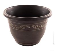 Grand pot de fleurs en résine avec plateau Marron 40 cm E)