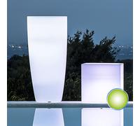 GRAND POT DE FLEURS LUMINEUX ROND HAUT H90 RÉSINE AVEC LAMPE VERTE MADE IN ITALY