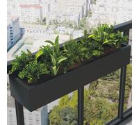 Grand pot de fleurs rectangulaire en métal - Jardinière de balcon pour terrasse - Pot de fleurs suspendu - Noir - 100 x 20 x 13 cm - Idéal pour le jardinage extérieur et la décoration