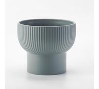 Grand Pot de Fleurs Rond en céramique de Style bohème de 24 cm à Rayures Blanches Jaunes Bleues et Noires pour Plantes succulentes Pot de Fleurs décoratif,Bleu