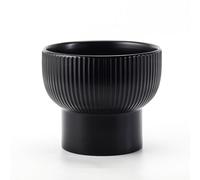 Grand Pot de Fleurs Rond en céramique de Style bohème de 24 cm à Rayures Blanches Jaunes Bleues et Noires pour Plantes succulentes Pot de Fleurs décoratif,Noir