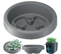 Grand pot et jardinière en plastique Rond DxH 59,5cm x 19,2cm Couleur Gris Herbier Roche Réservoir d'eau de pluie Couverture du réservoir d'eau Pot de fleurs pour un parterre de fleurs