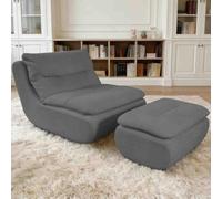 Grand pouf avec repose-pieds, grands poufs en mousse à mémoire de forme