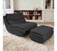 Grand pouf avec repose-pieds, grands poufs en mousse à mémoire de forme
