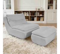 Grand pouf avec repose-pieds, grands poufs en mousse à mémoire de forme