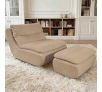 Grand pouf avec repose-pieds, grands poufs en mousse à mémoire de forme