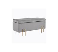 HOMCOM Banc de rangement coffre de rangement design contemporain avec espace de rangement 100L x 40l x 42H cm velours gris clair piètement métal doré