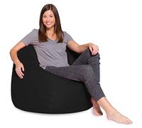 Grand pouf confortable avec housse amovible pour enfants, adolescents et adultes - Tissu polyester - Pour tous les âges - 88,9 cm - Noir uni