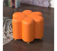 Grand pouf de rangement à motif floral - Repose-pieds confortable pour salon et chambre à coucher - Repose-pieds en forme de fleur orange