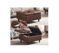 Grand pouf de rangement carré en PU marron, banc relevable avec espace de stockage, rembourré, pour salon, chambre ou bureau