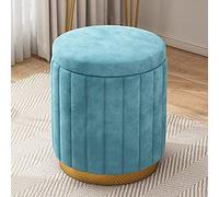 Grand pouf de rangement en velours avec base dorée - Repose-pieds rond en peluche et chaise élégante pour décoration d'intérieur chic