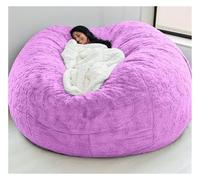 Grand pouf de rangement rembourré ultra doux (contient du remplissage) pour adultes, grande housse de canapé ronde (violet, 1,8 m)