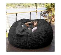 Grand pouf de rangement rembourré ultra doux pour adultes (contient du rembourrage) (noir, 1,8 m)