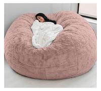 Grand pouf de rangement rembourré ultra doux pour adultes (contient du remplissage) - Grande housse de canapé ronde (rose, 1,8 m)