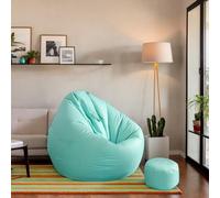 Grand pouf d'extérieur imperméable rond beige doux et confortable pour chaises non rembourré, sans doublure, parfait pour le salon et la chambre à coucher, 100 x 110 cm