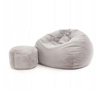 Grand pouf Ecopuf Yeti Lapit tout doux pour chambre d'enfant ou chambre - Gris