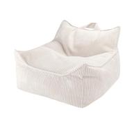 Grand pouf ergonomique en velours côtelé pour appartement, coin lecture, jeux et cinéma à domicile, blanc, 70,1 x 29,2 x 50 cm