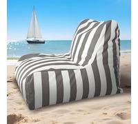 Grand pouf gonflable flottant confortable pour l'intérieur et l'extérieur, élégant pouf de plage rayé gris clair, pas de remplissage nécessaire