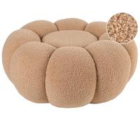 Grand Pouf Moderne Siège d'Appoint Salon Chambre à Coucher Tissu Bouclé Marron Clair Beaufort