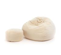 Grand pouf moelleux Ecopuf Yeti Lapit pour chambre d'enfant ou chambre - Beige