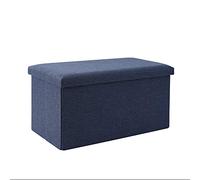 Grand pouf pliable en tissu de lin pour salon et chambre à coucher, organiseur multifonction élégant avec grand espace de rangement