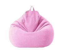 Grand pouf pour adulte avec dossier haut, housse en lin doux, pochette de rangement pour jeux, confortable et élégant, rose, 70 cm x 80 cm, parfait pour le salon et la relaxation