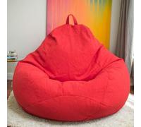 Grand pouf rond en velours pour adultes, housse lavable douce et confortable uniquement, meubles de salon et de chambre à coucher, rouge, 80 x 90 cm