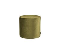 Grand pouf rond en velours vert olive, fixe, uni, rembourrage ferme - Woood, Sara - Ø46 cm H46 cm
